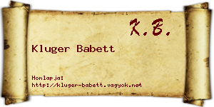 Kluger Babett névjegykártya